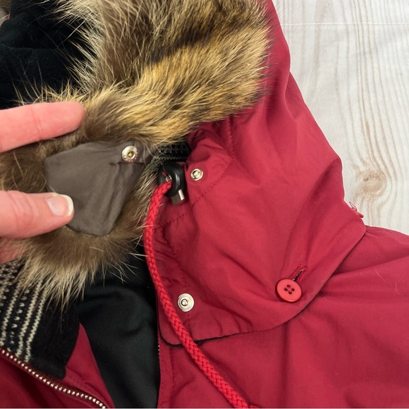 Vintage Bogner One-Piece Embroidered Ski Suit Fur Trimmed Hood Burgundy Sz 10 - Picture 14 of 16